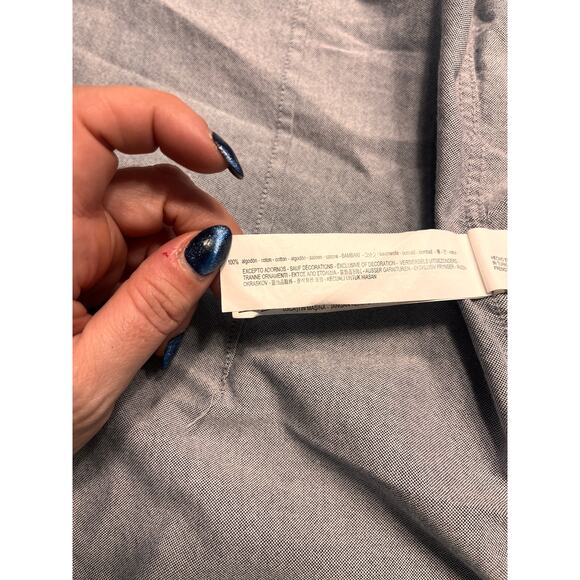 Zara Man Light Gray Long Sleeves Slim Fit Button Down Shirt Size Medium - Picture 5 of 8